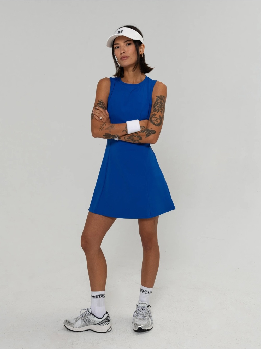 Stack Blue Sleeveless A-Line tennis Dress - Women